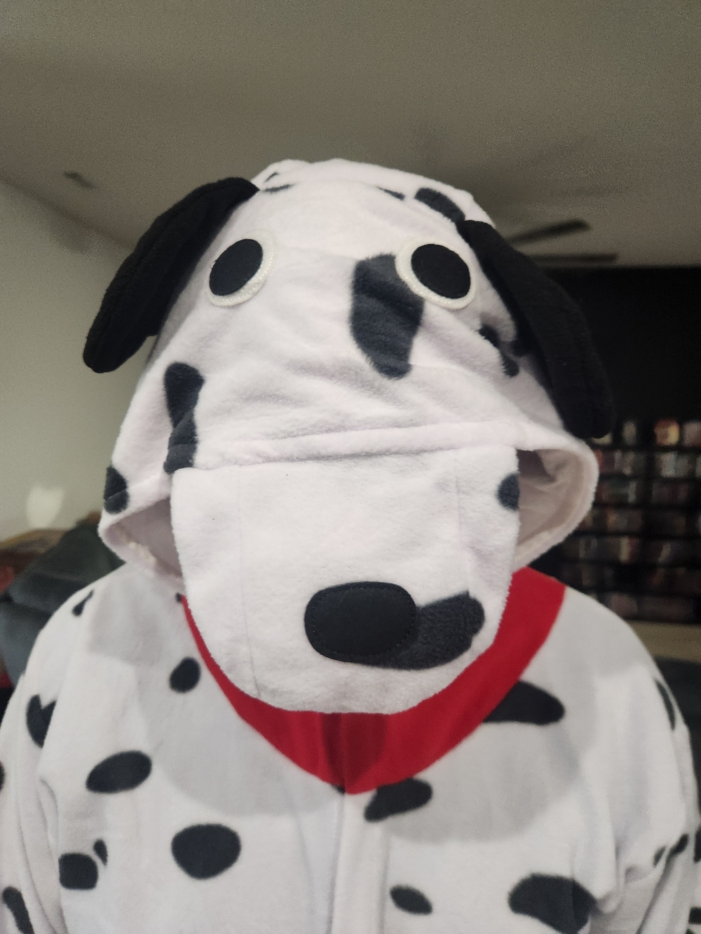 Dalmatian Dog Hoodie Costume - White & Black with Red Accent